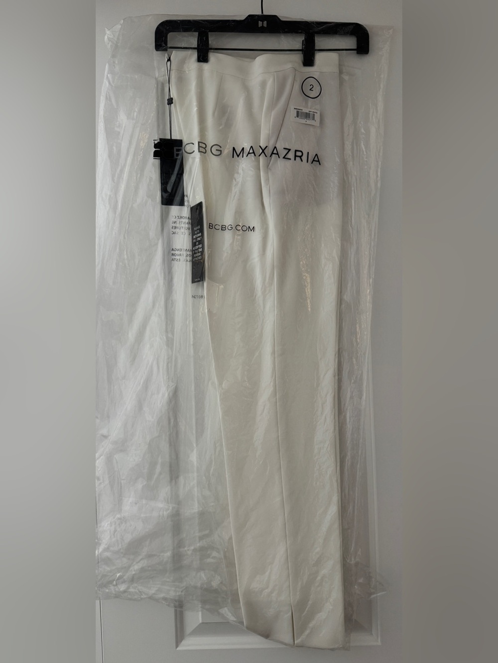 🛍️SALE🛍️ BCBGMaxAzria TARIK Off-White Tailored Straight Pants Trousers - Picture 3 of 14